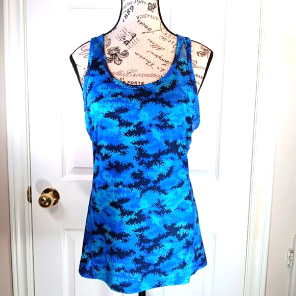 Reebok Tops - NWOT Reebok Women's Blue Black Racer Back Tank Top Activewear Size M